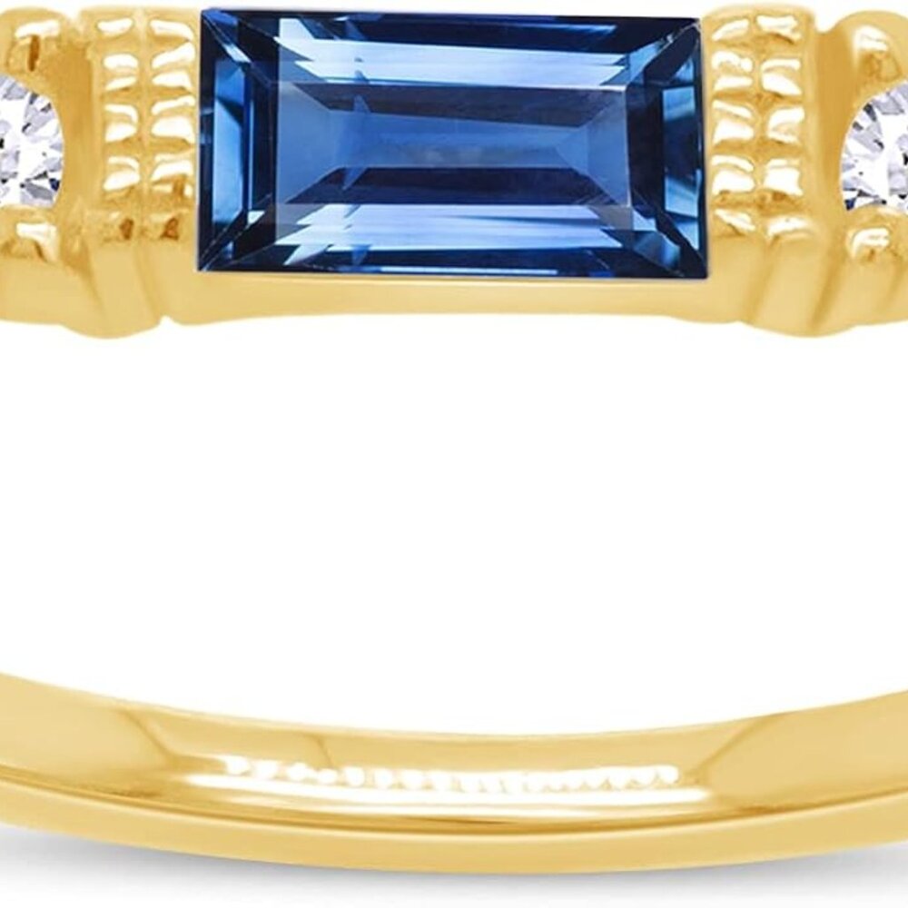 Elegant 3 Stone Stackable Ring - Baguette Simulat… - image 1